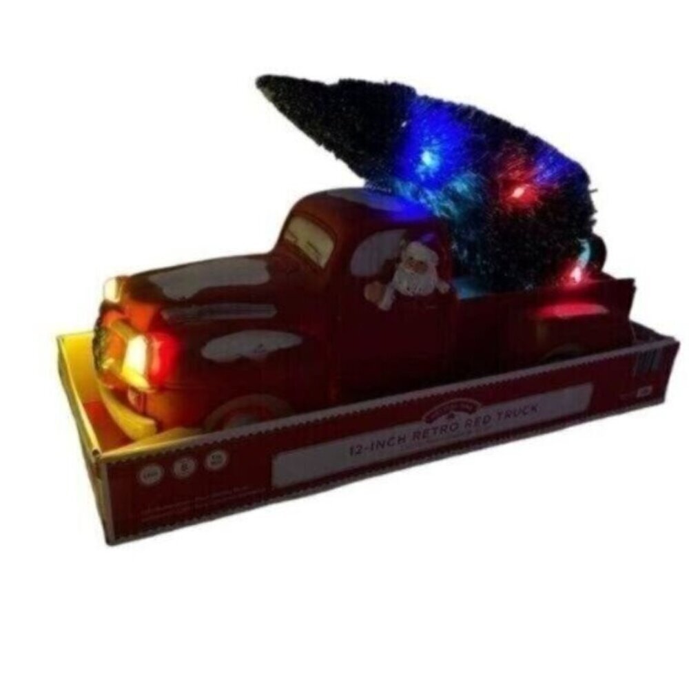 Retro Light Up Christmas Musical Red Truck New - Picture 9 of 10